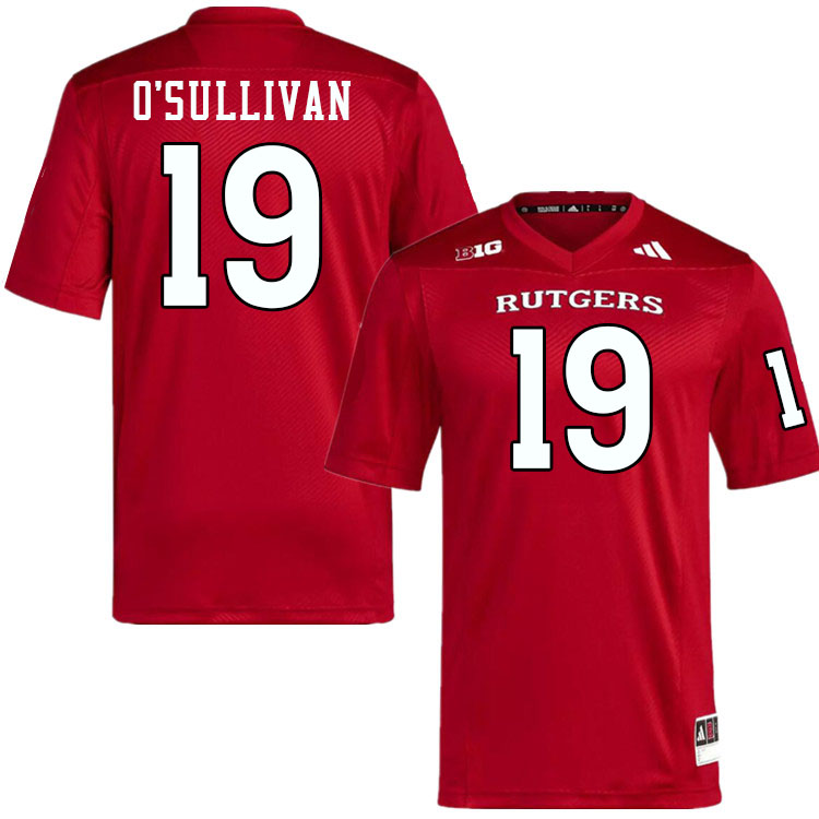 Men #19 Colin O'Sullivan Rutgers Scarlet Knights 2024 College Football Jerseys Stitched-Scarlet